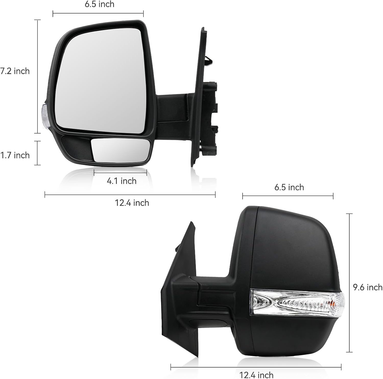 Driver Side Mirror for Ram Promaster City 2015-2022, Left Towing Mirrors Assembly W/Heated Power Glass, Turn Signal, Manual Folding, 8 Pins