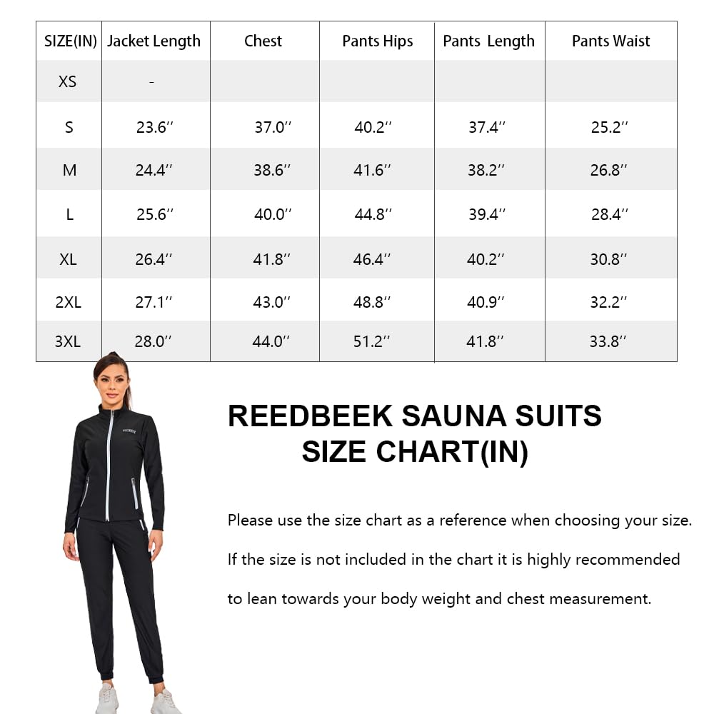 REEDBEEK Sauna Suit Weight Loss Hot Sweat Suits Sauna Pants with Pockets Gym Workout Exercise for Women