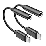 [Apple MFi Certified] 2 Pack iPhone 3.5mm Headphone Jack Adapter,Lightning to 3.5mm Earphones Jack Adapter Cord Dongle Aux Cable Converter Accessories Compatible with iPhone14 13 12 11/Xs/XR