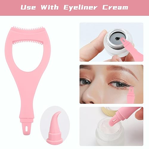 Miniatura 4 de Tbestmax 2 en 1 máscara delineador de ojos, aplicador de protección de pestañas de silicona, peine de pestañas rosa, 2 unidades