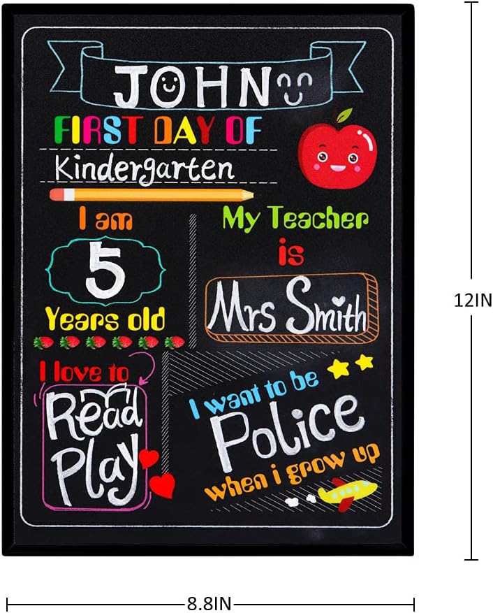 WaaHome First Day of School Chalkboard Style Sign 8.8"x12.2" Back to School Sign First Day of School Photo Prop Sign for Kids Girls Boys