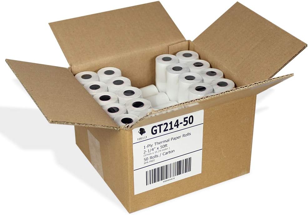 Gorilla Supply 50 Thermal Paper Rolls 2-1/4 X 50 Verifone Vx520 Ingenico ICT220 ICT250 FD400 50/CS : Office Products