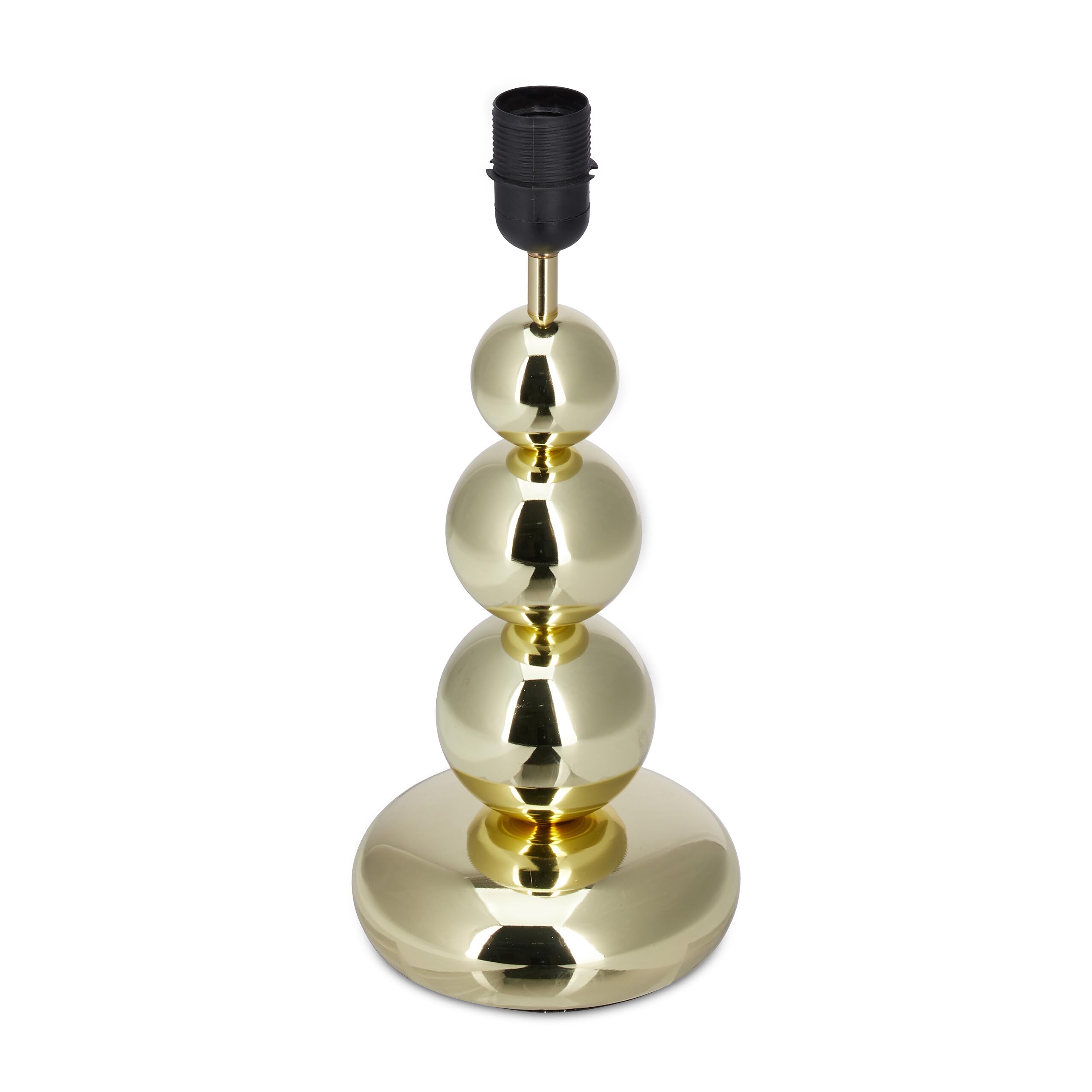 Relaxdays Tischlampe, 2er Set, Metallfuß & Stoffschirm, E27, HxD: 50 x 25 cm, Nachttischlampe Schlafzimmer, weiß/Gold