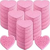 Dandat 300 unidades de esponjas faciales comprimidas en forma de corazón, esponjas exfoliantes para limpieza facial