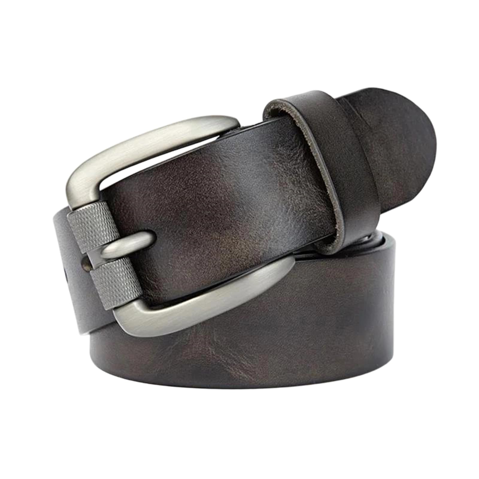 Yeuyyben Cinturón de piel auténtica para hombre con hebilla de pin, estilo vintage, casual, de negocios, para jeans