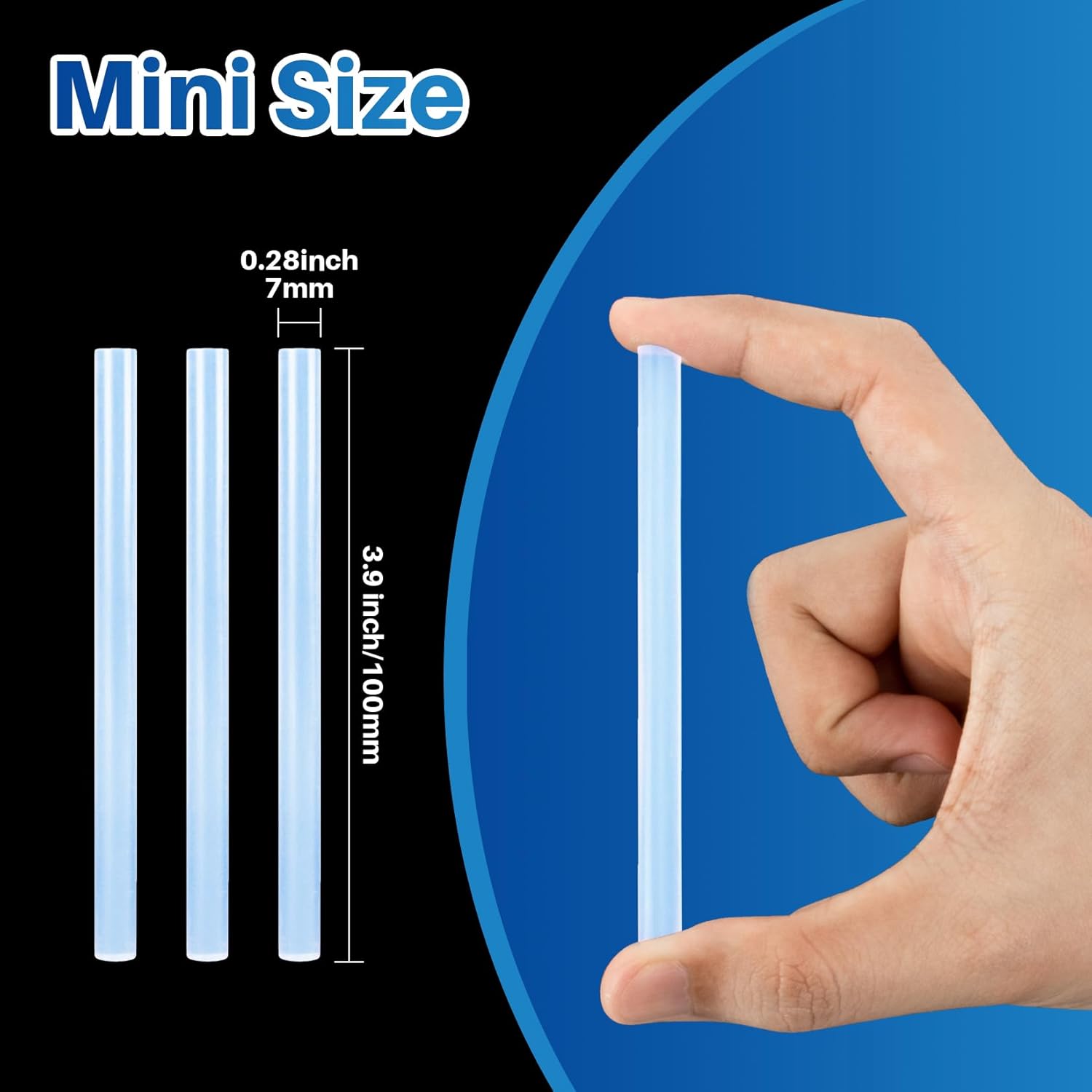 50PCS Mini Hot Glue Sticks - Mini Glue Gun Sticks,4" Long x 0.27" Diameter,Clear Small for Fabric,Wood,Paper,Metal,Plastic,Compatible with Most All-Purpose for Crafting