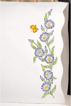 Morning Glories Stamped for Embroidery Pillowcases - Set of 2
