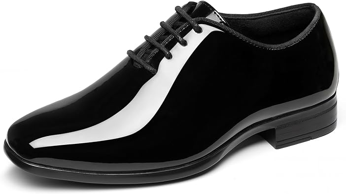 GINNI Boys Dress Shoes for Wedding Church, Kids School Uniform Oxfords, Patent Leather Lace-Up Oxford Shoes for Toddler/Little Kid/Big Child