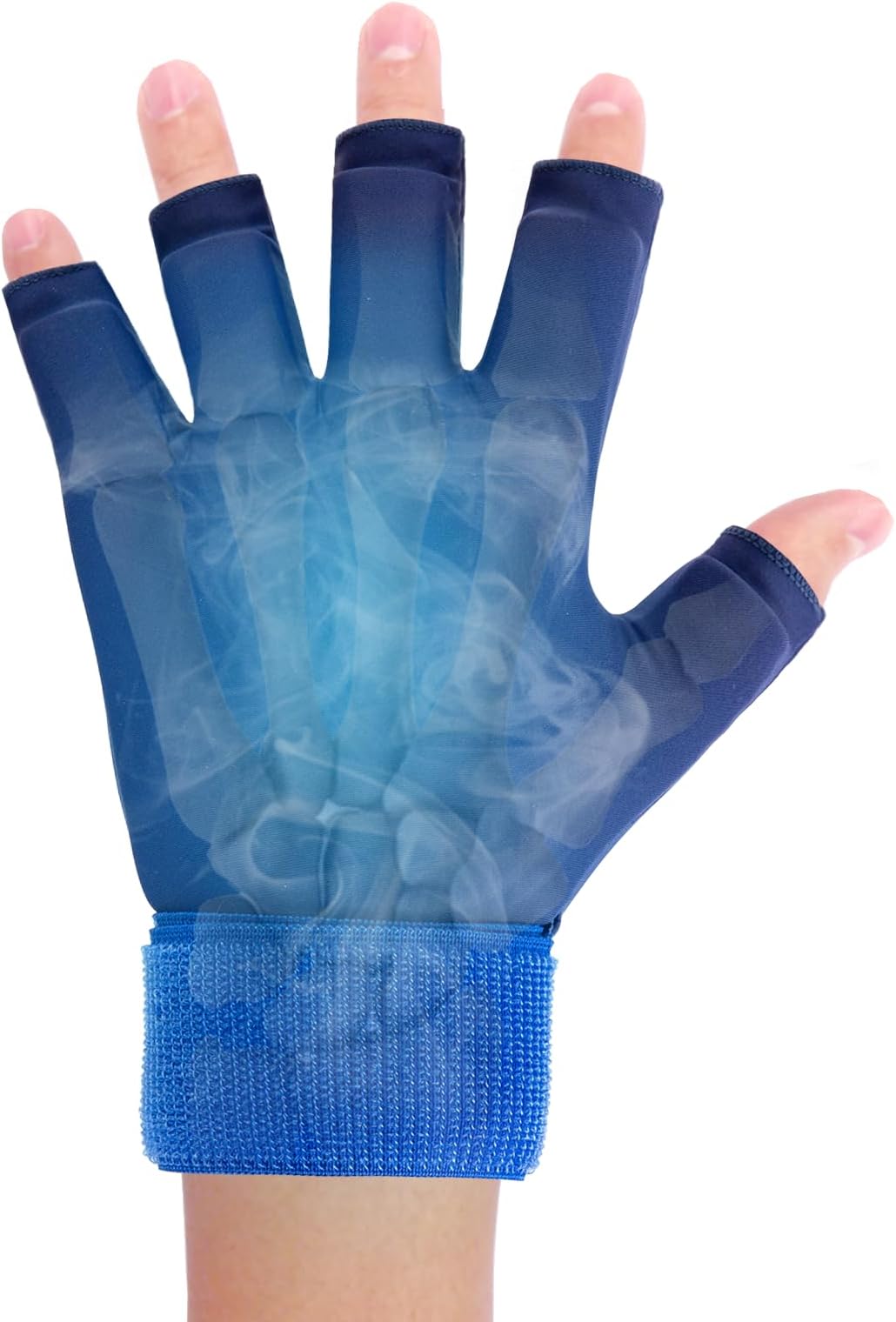 Finger Arthritis Compression Hand Ice Pack Gloves for Pain Relief, Blue Adjustable Wrist Ice Pack for Hot & Cold Therapies, Reusable Gel Finger Ice Glove Sleeve for Tendinitis, Carpal Tunnel