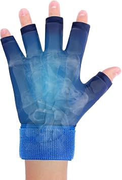 JFHNMLW Finger Arthritis Compression Hand Ice Pack Gloves for Pain Relief, Blue Adjustable Wrist Ice Pack for Hot & Cold Therapies, Reusable Gel Finger Ice Glove Sleeve for Tendinitis, Carpal Tunnel