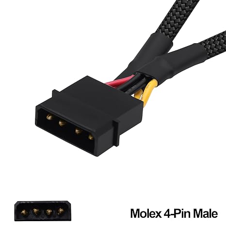 D Type Molex 4 Pin Power Supply Y Splitter Extension Power Cable -20cm