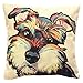Redland Art Cute Pet Schnauzer Dog Pattern Cotton Linen Throw Pillow Covers Car Sofa Cushion Cover Pillowcases Home Decor 18"x18" (45x45cm)