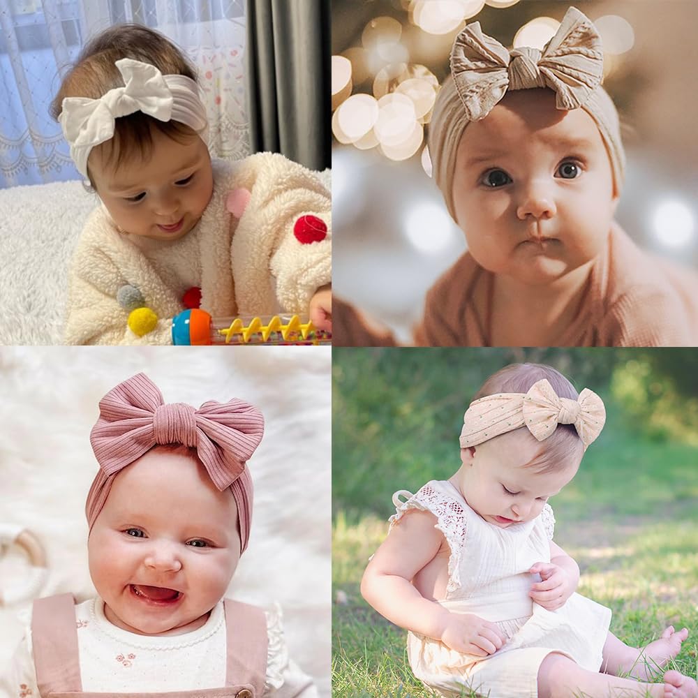 30pcs Baby Girls Nylon Bow Headbands 3.7"*6" Wide Handmade Newborn Bows Headbands Elastics HairBands Hair Accessories for Baby Girls Infant Newborn