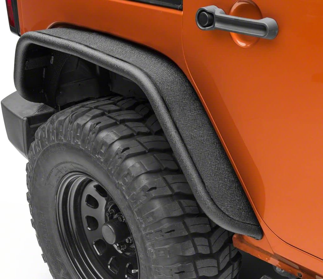 Barricade Off-Road Tubular Rear Fender Flares | Heavy-Duty Flat Tubular Style Flares for Extra Tire Coverage | Compatible with 2007โ2018 Jeep Wrangler JK - Rear Set Only