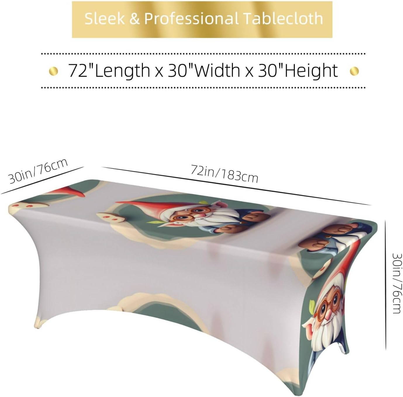 Cute Gnome Print Table Cover Rectangular Tablecloth for 6-Foot Tables for Wedding Banquets Outdoor