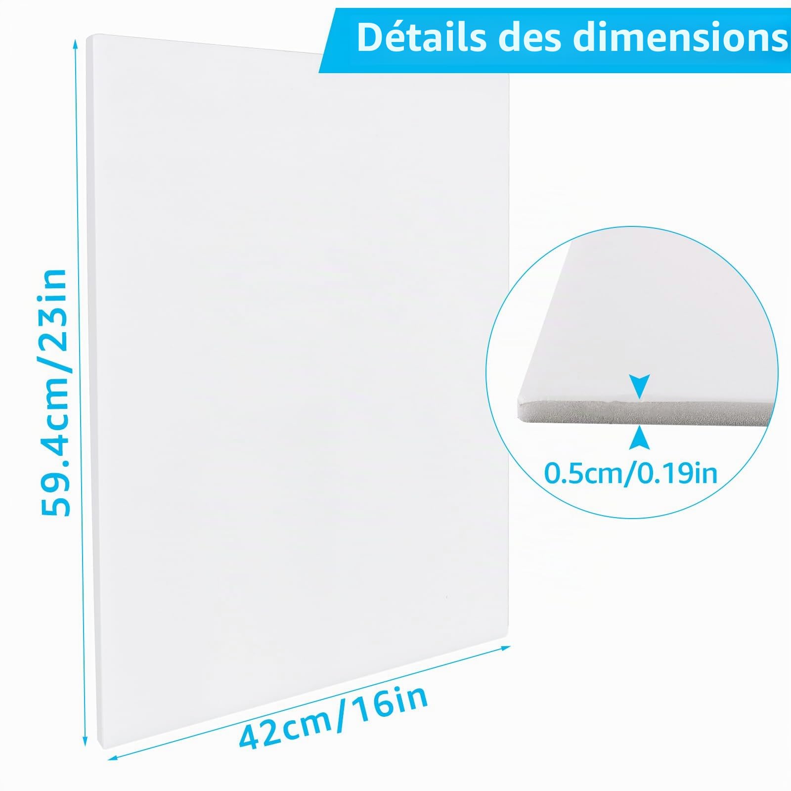 ASelected Lot de 10 planches de mousse de polystyrène A2 (594 x 420 mm), 5 mm d'épaisseur, pour modélisme, montage de photos, présentations, projets d'art et d'artisanat (blanc)