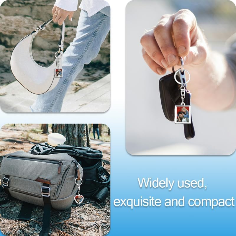 Photo Frame Keychain for Women Men Picture Holder Heart Square Rectangle Photo Frame Keychains Memorial Gifts image 4