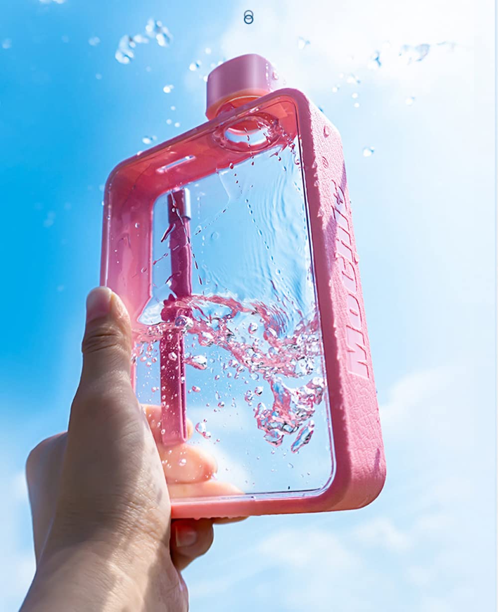 GANDUNQIBotella De Agua Plana Deportiva, Taza De Viaje PortáTil A5, Botella De Agua Sellada A Prueba De Fugas, Material Seguro, Adecuado para Acampar, Gimnasio, Al Aire Libre-Grey