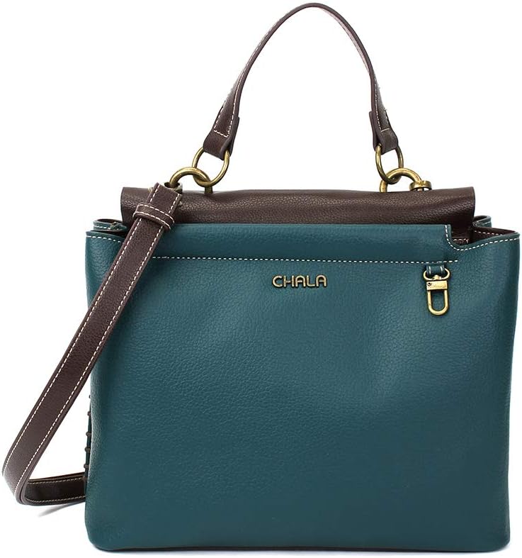 CHALA Charming Satchel with Adjustable Strap - Metal Dragonfly - Turquoise