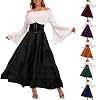 2025 Halloween Renaissance Costume Women Medieval Peasant Dress Trumpet Sleeve Victorian Faire Dresses Corset Dress