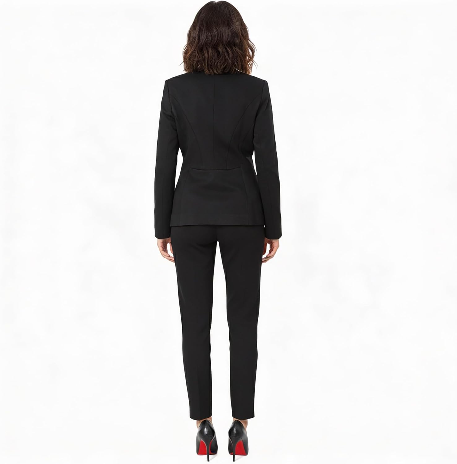 Marycrafts Women's Professional Stand Up Collar Blazer Pant Suits 2 Piece Set Business - Image 2