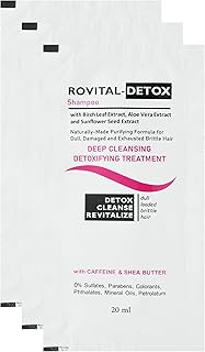 شامبو ديتوكس لجميع أنواع الشعر، يزيد معدل نمو الشعر بالجنسنج والكافيار والكافيين، مكونات طبيعية وعلاجية، 3 أكياس سعة 60 مليلتر