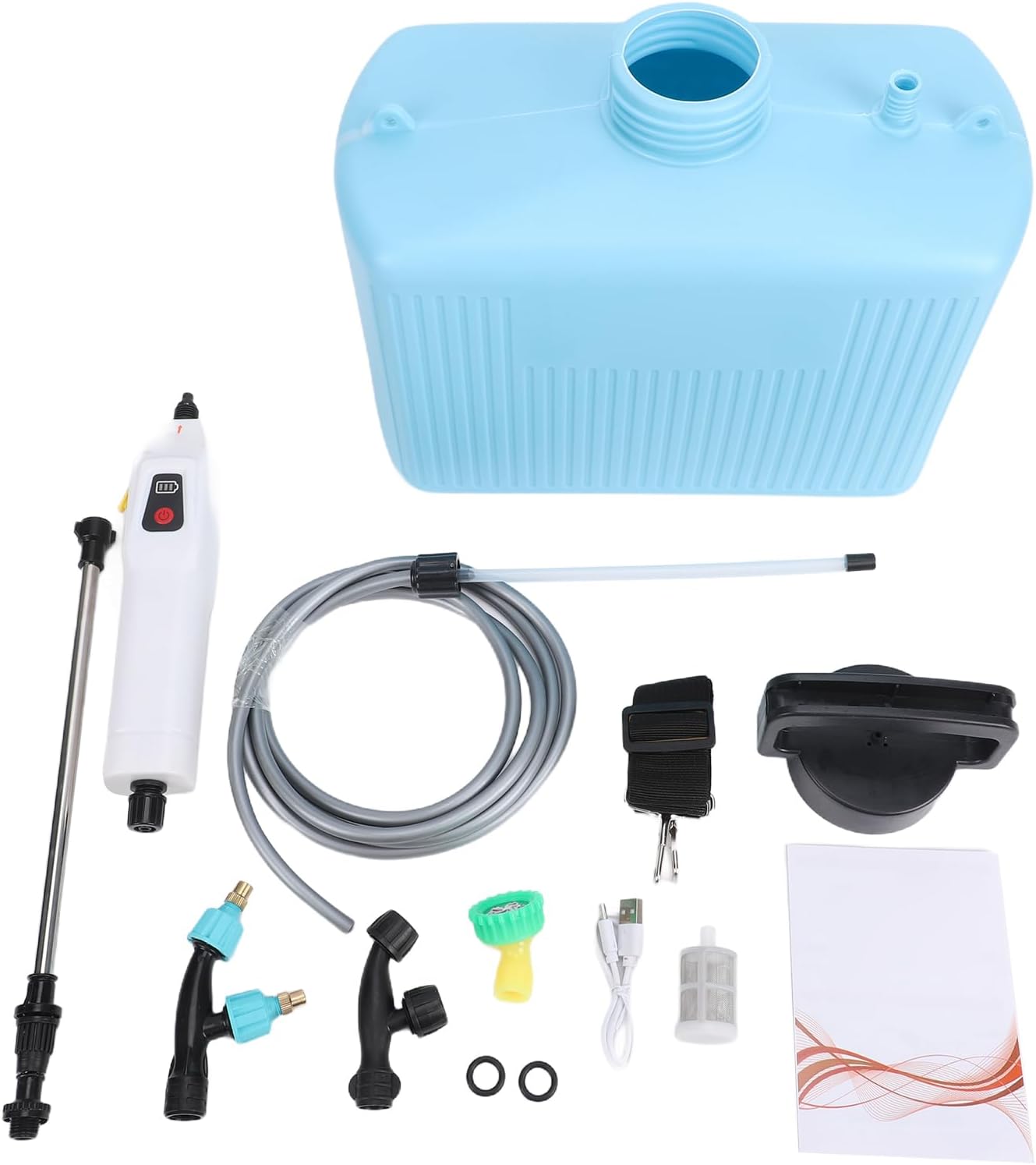 Hilitand 10L Battery Powered Sprayer, Rechargeable Electric Garden Sprayer with 3 Nozzles Adjustable Shoulder Strap Telescopic Wand, for Lawn Yard Gardening
