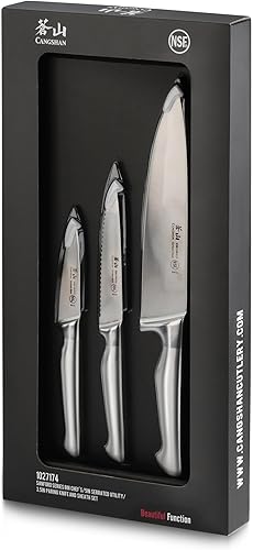 Miniatura 9 de Cangshan Sanford Series 1027174 - Juego de cuchillos de acero alemán de 3 piezas con vainas