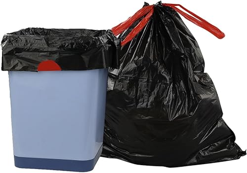 Teyyvn Bolsas de basura negras con cordón, 4 galones, 220 unidades