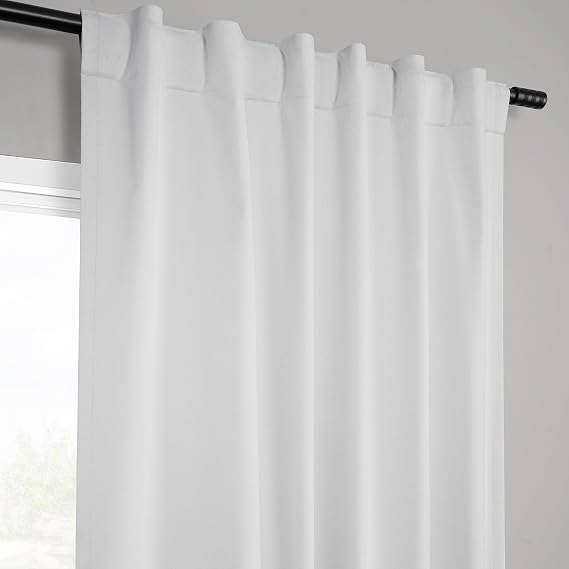 HPD Half Price Drapes Vienna Basic Linen 100% Blackout Curtains for Bedroom 96 Inches Long (2 Panels) - Rod Pocket Curtains & Drapes for Living Room & Windows - 50 X 96, Off-White