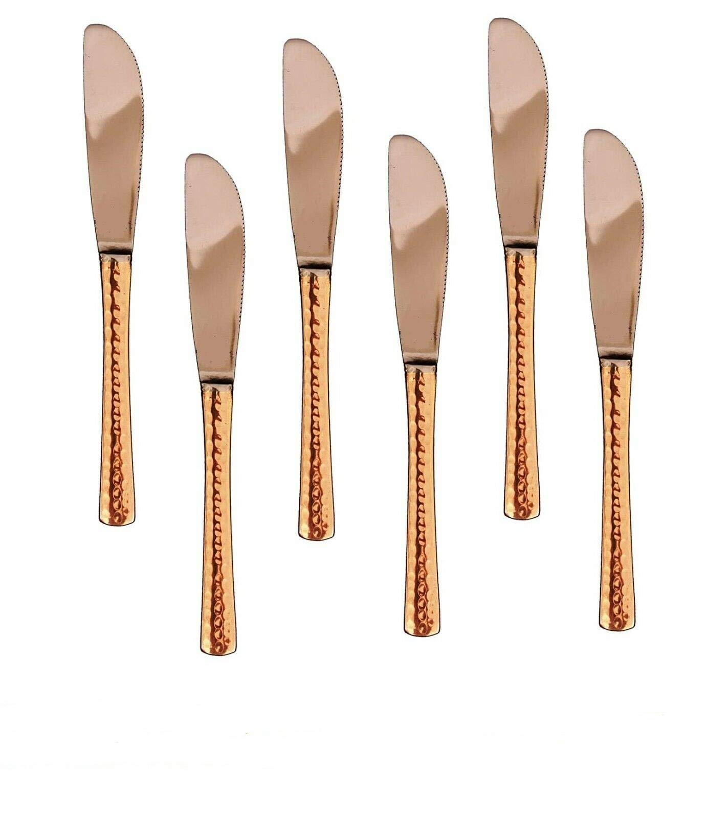 Set of 6 Hammered Steel Copper Butter Knife,Cheese Jam Knifes - Cutting, Butter Spreader for Home Hotel Restaurant 2
