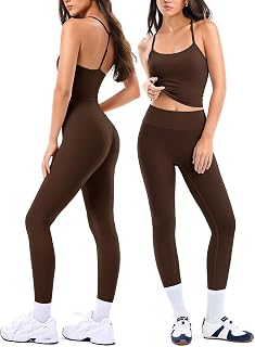 INNOMINT Women's 2-Piece Workout Set: Breathable Cami Sports Bra & Seamless Butt-Lifting Leggings for Gym, Yoga, Pilates