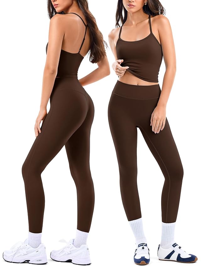 Matching Workout Sets for Women Breathable Sport Bras Seamless Leggings 2 Piece ActiveWear Outfits for Pilates Gym Athletic