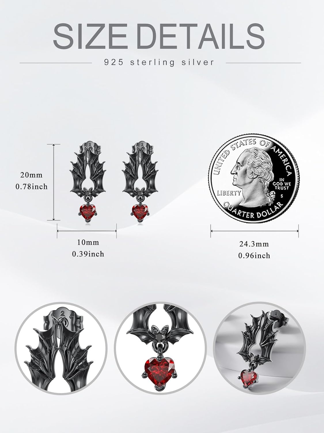 925 Sterling Silver Dangle Earrings Gothic Jewelry Gift for Women Mom Daughter