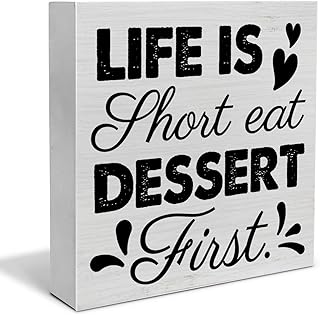 Humorous Kitchen Dessert Decorative Wooden Box Sign Life is Short Eat De...