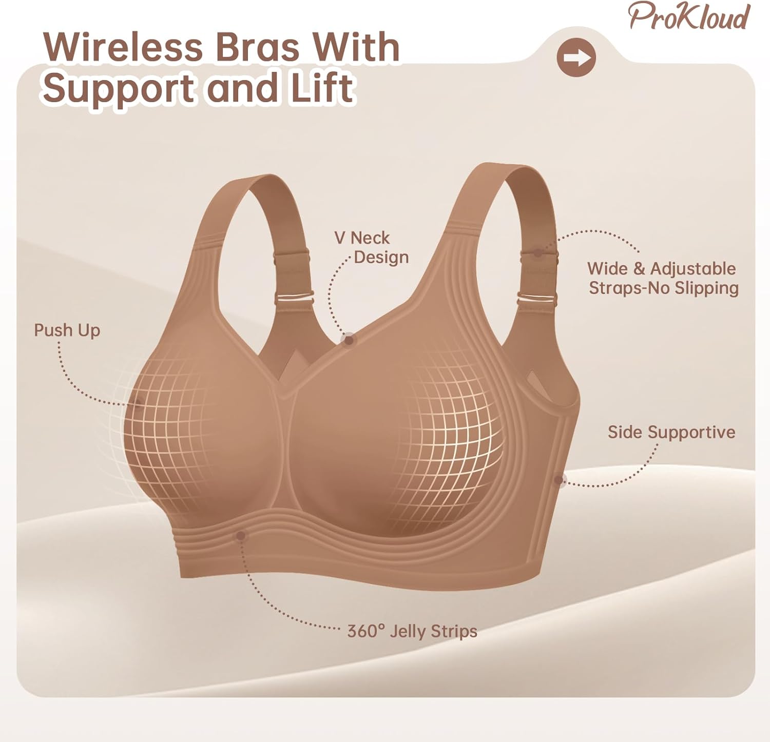 Jelly Bras for Women No Underwire Wireless Bra with Support and Lift Full Coverage Plus Size Comfy Seamless Bra - Image 5