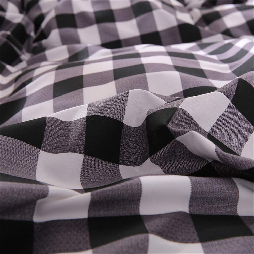 Fansu Juego de Ropa de Cama 4 Piezas, Incluye Moderno Nórdico Microfibra 1 Cremallera Funda Nórdica de Edredón 1 Colcha de Cama o Sábana 2 Fundas de Almohada (150x200cm-1.5M,Retro a Cuadros Negro)