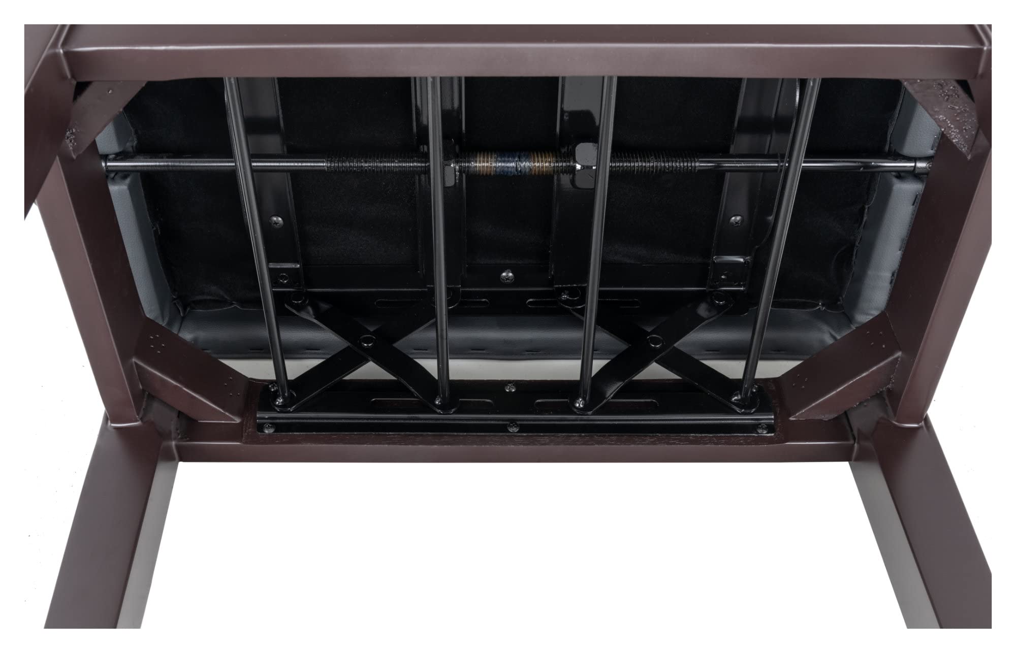Classic Cantabile Pianobank Modell X - Festverleimte Pianobank - Schwarze Sitzfläche im Chesterfield-Stil - Höhenverstellbar von 48,5-56 cm - 4-fache Kreuz-Mechanik - Rosenholz Matt