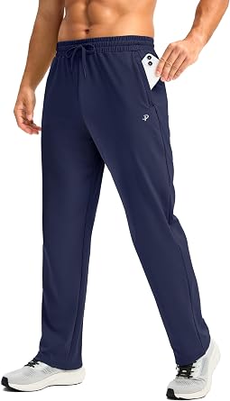 Pudolla Mens Fleece Lined Sweatpants with Zipper Pockets Winter Warm Water Resistant Athletic Pants for Workout Running