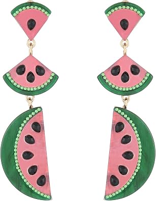 Fruit Dangle Earrings for Women Cute Fun Earring | Gold Silver Plated Strawberry Apple Cherry Olive Watermelon Earrings for Women