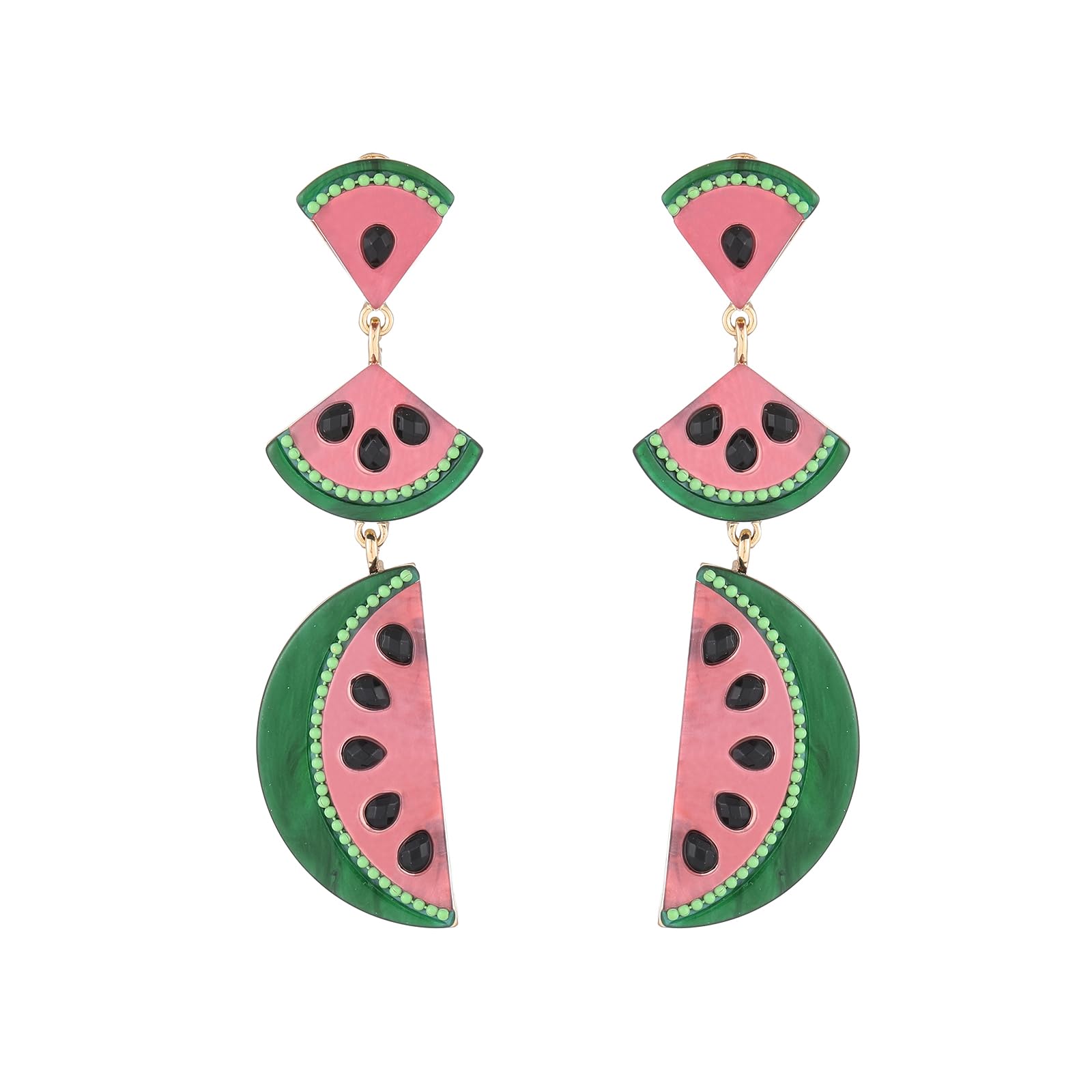 Madison Tyler Fruit Dangle Earrings for Women | Gold Plated Strawberry Apple Cherry Olive Watermelon Earrings for Women | Cute Fun Earring