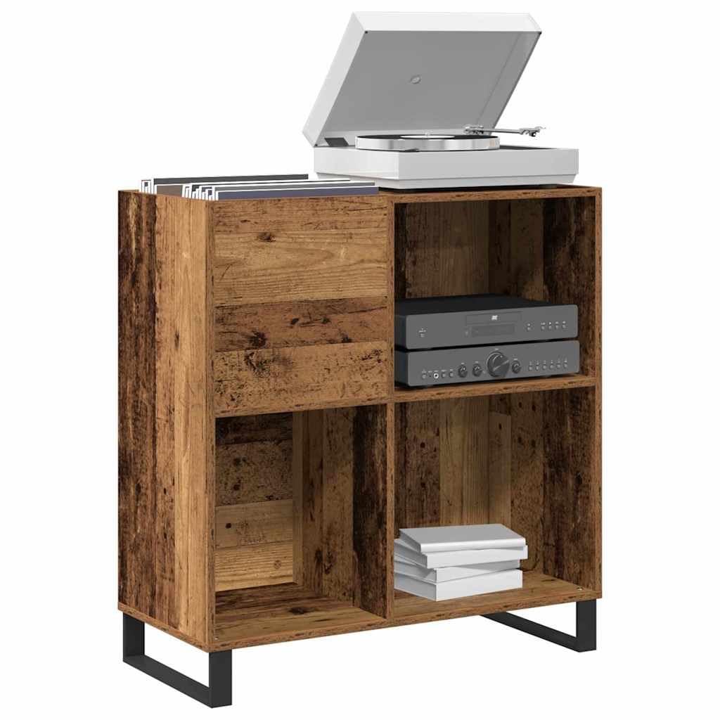 Armario para discos de vinilo de madera recuperada, 85 x 38 x 89 cm, con 4 estantes, moderno almacenamiento de medios para salón, almacenamiento de medios para discos de vinilo, libros, CD y