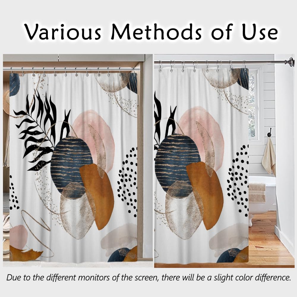 Yeele ggaimwf 71 Inch Mid-Century Modern Shower Curtain for Bathroom