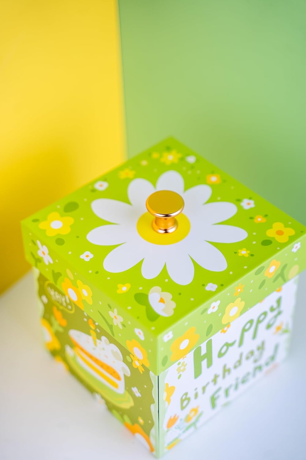 Happy Birthday Friend Explosion Gift Box by Send A Cake – Ready to Gift with Flying Butterflies, Candies, Chocolates & 3" Red Velvet Mini Bundt Cake – Fun Birthday Surprise for Women, Men & Friends