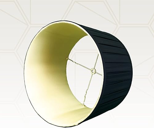 Miniatura 4 de Royal Designs, Inc BS-748-16BLKGL Royal Designs Shallow Drum English Box Pleat - Pantalla básica, color negro con oro, 15 x 16 x 10 pulgadas, 15 x