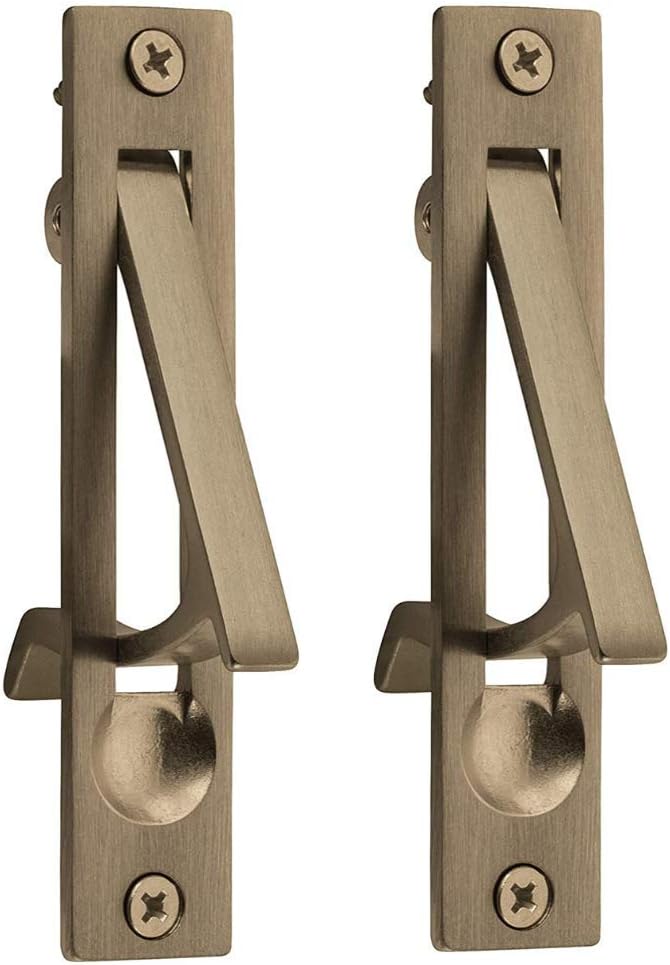 Wood Grip | 2 Pack Edge Pull Latch | Barn & Pocket Door Lock | Suitable for Closet & Hallway Doors | Grip Edge Bathroom Door (Antique Brass, 2 Pack)