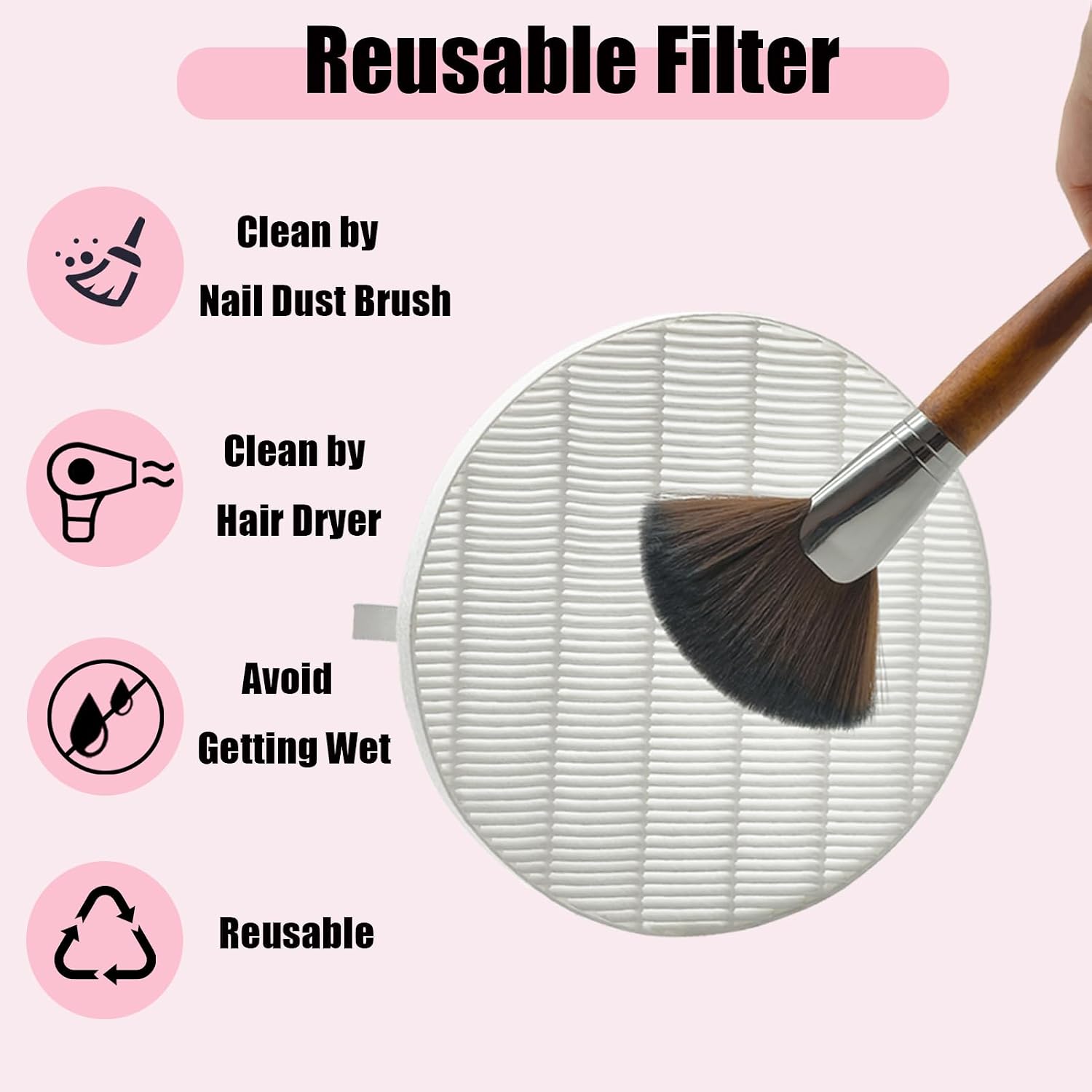 Nail Dust Collector Replacement Filters Compatible with MelodySusie dust Collector Filter Reusable Dust Filter for Model HPro/SProR for Nail Tech Nail Salon Spa Nail Supplies Accessories (4 Pack) image 4