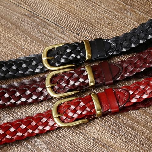 Casual Belt Adjustable Braided Belts Leather Unisex Men's Belts 3cm Wide Men Belts for Couples Gold Oval Buckle Belt Men3