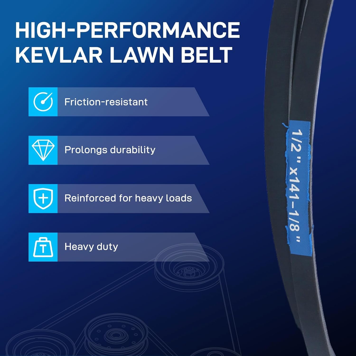 GX21833 GX20571 Kevlar Lawn Mower Deck Belt 1/2" x 141" for 48 inch John Deere 145 155C L120 L130 D140 D150 D160 S140 S160 S170 LA145 LA155 LA165 Z355E Z255 E140 E150 E160 E170 Riding Lawn Mower