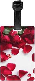 PVC Luggage Tags for Suitcases TSA Approved, Red Rose Petals, Bag Id Label, Durable Waterproof Id Tag for Suitcase, Personalized Luggage Tags for Travel, Unique Bag Identifiers for Women Men